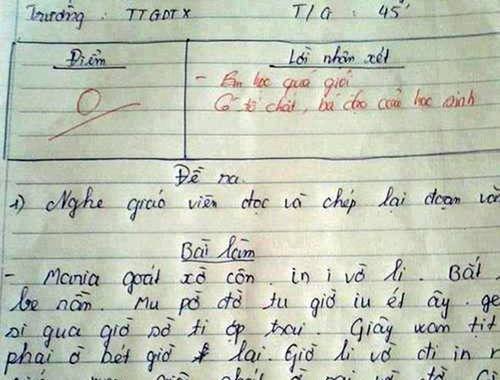 Những lời phê hài hước, khiến học sinh